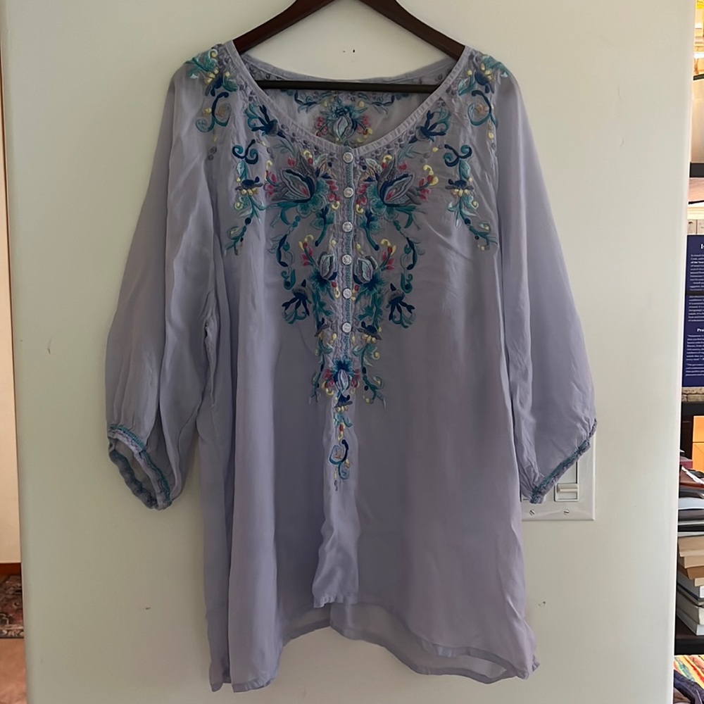 Johnny Was Lightweight Embroidered Blouse